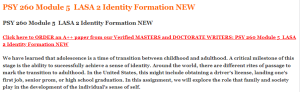 PSY 260 Module 5  LASA 2 Identity Formation NEW