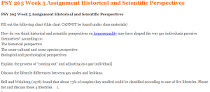 PSY 265 Week 5 Assignment Historical and Scientific Perspectives