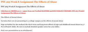 PSY 265 Week 8 Assignment The Effects of Abuse