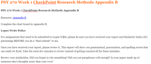 PSY 270 Week 1 CheckPoint Research Methods Appendix B