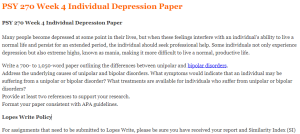 PSY 270 Week 4 Individual Depression Paper