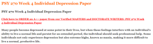 PSY 270 Week 4 Individual Depression Paper