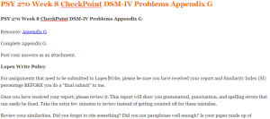 PSY 270 Week 8 CheckPoint DSM-IV Problems Appendix G