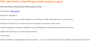 PSY 285 Week 9 Final Project Self-Analysis Latest