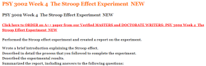 PSY 3002 Week 4  The Stroop Effect Experiment  NEW