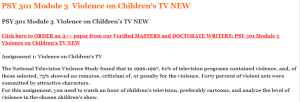 PSY 301 Module 3  Violence on Children’s TV NEW