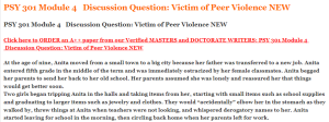 PSY 301 Module 4   Discussion Question Victim of Peer Violence NEW