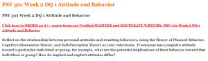 PSY 301 Week 2 DQ 1 Attitude and Behavior