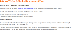 PSY 301 Week 2 Individual Development Plan