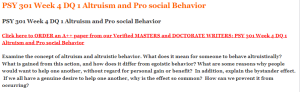 PSY 301 Week 4 DQ 1 Altruism and Pro social Behavior