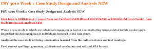 PSY 3010 Week 1  Case Study Design and Analysis NEW