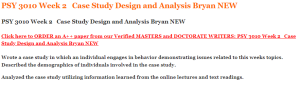 PSY 3010 Week 2   Case Study Design and Analysis Bryan NEW