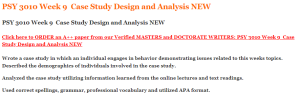 PSY 3010 Week 9  Case Study Design and Analysis NEW