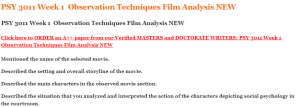 PSY 3011 Week 1  Observation Techniques Film Analysis NEW