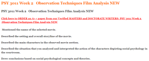 PSY 3011 Week 2   Observation Techniques Film Analysis NEW