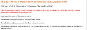 PSY 3011 Week 8  Observation Techniques Film Analysis NEW