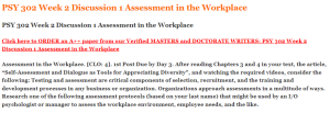 PSY 302 Week 2 Discussion 1 Assessment in the Workplace