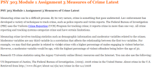 PSY 303 Module 1 Assignment 3 Measures of Crime Latest