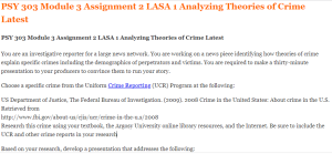 PSY 303 Module 3 Assignment 2 LASA 1 Analyzing Theories of Crime Latest