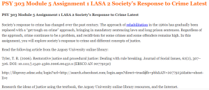 PSY 303 Module 5 Assignment 1 LASA 2 Society’s Response to Crime Latest