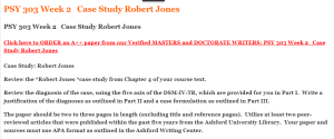 PSY 303 Week 2   Case Study Robert Jones