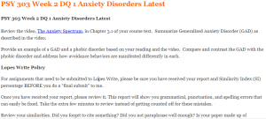 PSY 303 Week 2 DQ 1 Anxiety Disorders Latest