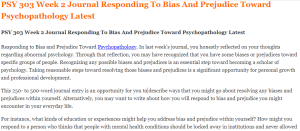 PSY 303 Week 2 Journal Responding To Bias And Prejudice Toward Psychopathology Latest