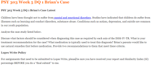 PSY 303 Week 5 DQ 1 Brian's Case Latest