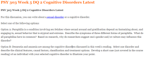 PSY 303 Week 5 DQ 2 Cognitive Disorders Latest