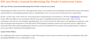 PSY 303 Week 5 Journal Synthesizing The Week’s Controversy Latest