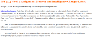 PSY 304 Week 2 Assignment Memory and Intelligence Changes Latest