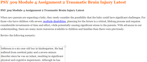 PSY 309 Module 4 Assignment 2 Traumatic Brain Injury Latest