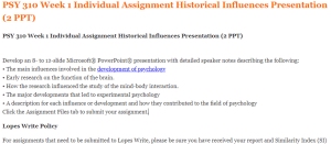 PSY 310 Week 1 Individual Assignment Historical Influences Presentation (2 PPT)