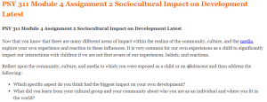 PSY 311 Module 4 Assignment 2 Sociocultural Impact on Development Latest