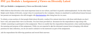 PSY 312 Module 1 Assignment 3 Views on Diversity Latest