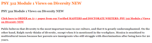 PSY 312 Module 1 Views on Diversity NEW