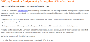 PSY 313 Module 1 Assignment 3 Perception of Gender Latest