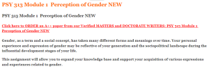 PSY 313 Module 1  Perception of Gender NEW