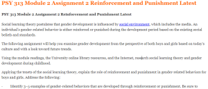 PSY 313 Module 2 Assignment 2 Reinforcement and Punishment Latest