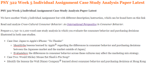 PSY 322 Week 5 Individual Assignment Case Study Analysis Paper Latest