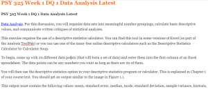 PSY 325 Week 1 DQ 1 Data Analysis Latest