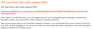 PSY 325 Week 1 DQ 1 Data Analysis NEW