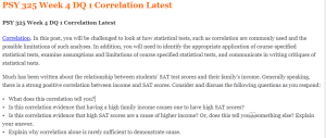 PSY 325 Week 4 DQ 1 Correlation Latest