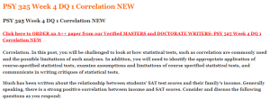 PSY 325 Week 4 DQ 1 Correlation NEW