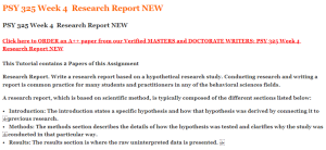 PSY 325 Week 4  Research Report NEW