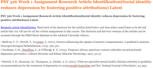 PSY 326 Week 1 Assignment Research Article Identification(Social identity reduces depression by fostering positive attributions) Latest