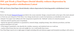 PSY 326 Week 5 Final Paper (Social identity reduces depression by fostering positive attributions) Latest