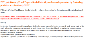 PSY 326 Week 5 Final Paper (Social identity reduces depression by fostering positive attributions) NEW