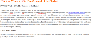 PSY 330 Week 4 DQ 1 The Concept of Self Latest