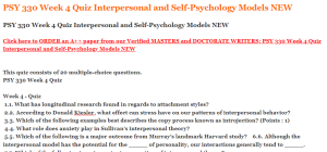 PSY 330 Week 4 Quiz Interpersonal and Self-Psychology Models NEW